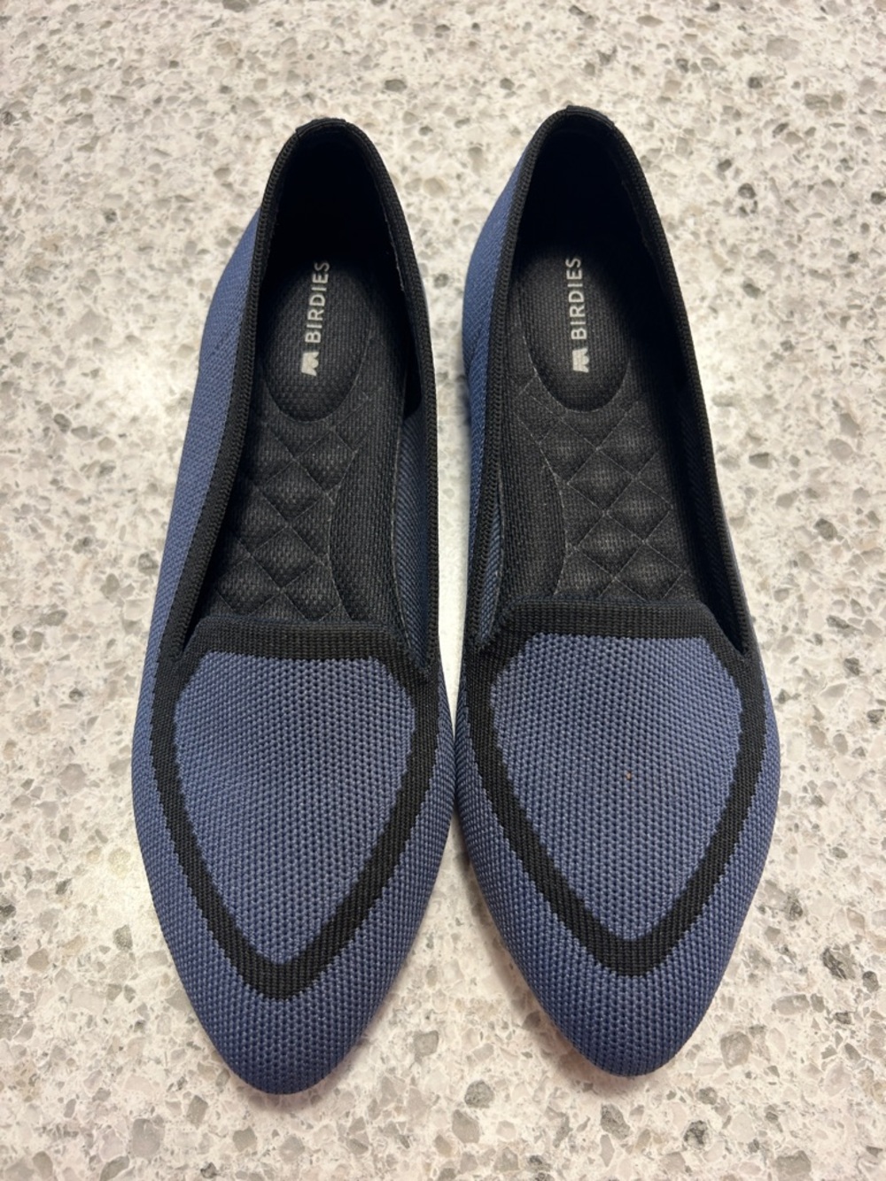 Birdies The Blackbird Blue Pointed Knit Flats with Black Trim size 6